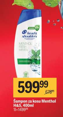 Šampon za kosu Menthol H&S, 400ml