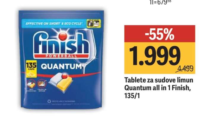 Tablete za sudove limun Quantum all in 1 Finish, 135/1