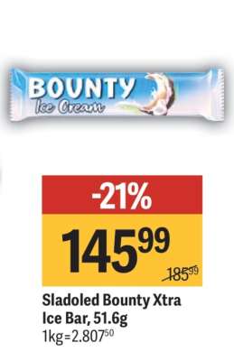 Sladoled Bounty Xtra Ice Bar, 51.6g