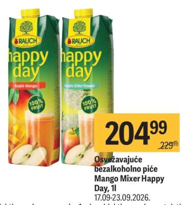 Osvěžavajuće bezalkoholno piće Mango Mixer Happy Day, 1l