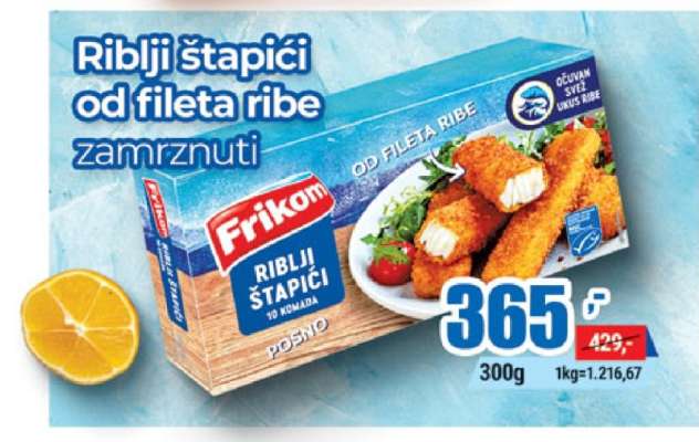Riblji štapići od fileta ribe zamrznuti