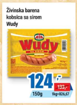 Živinska barena kobasica sa sirom Wudy
