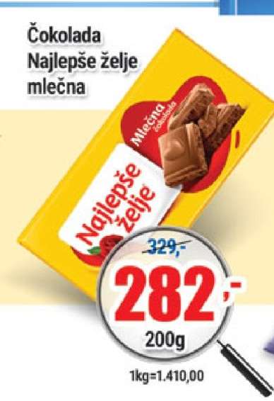 Čokolada Najlepše želje mlečna