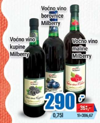 Voćno vino borovnice Milberry