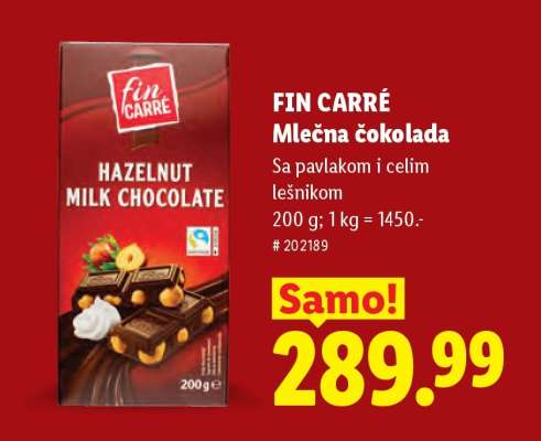 Fin Carré Mlečna čokolada