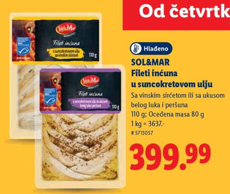 SOL&MAR Fileti inćuna u suncokretovom ulju