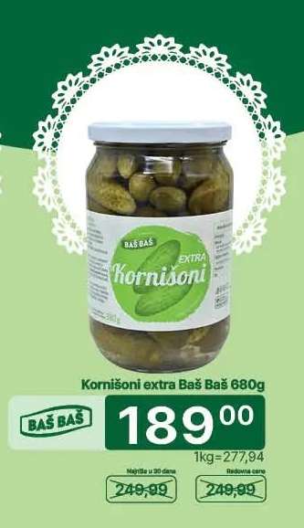 Kornišoni extra Baš Baš 680g