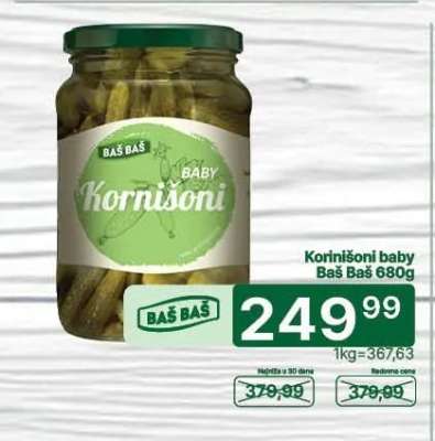 Kornišoni baby Baš Baš 680g