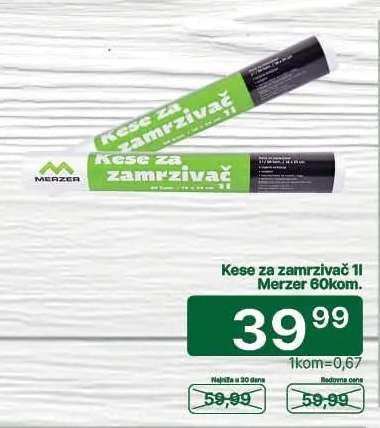 Kese za zamrzivač 1l Merzer 60kom.