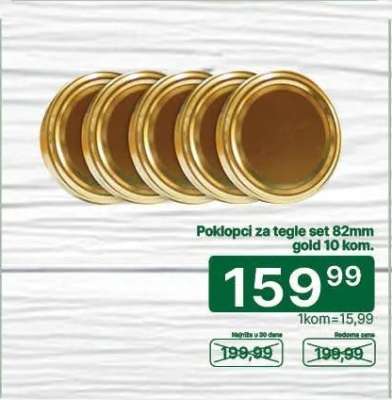 Poklopci za tegle set 82mm gold 10 kom.