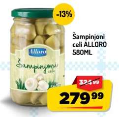 Šampinjoni celi Alloro 580ml