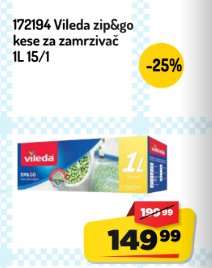 Vileda zip&go kese za zamrzivač 1L 15/1