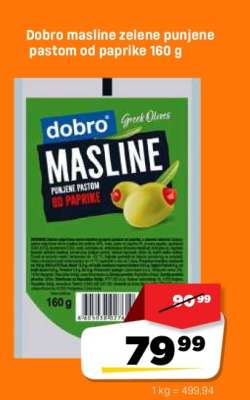 Dobro masline zelene punjene pastom od paprike 160 g