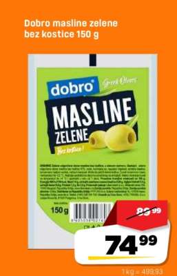Dobro masline zelene bez kostice 150 g