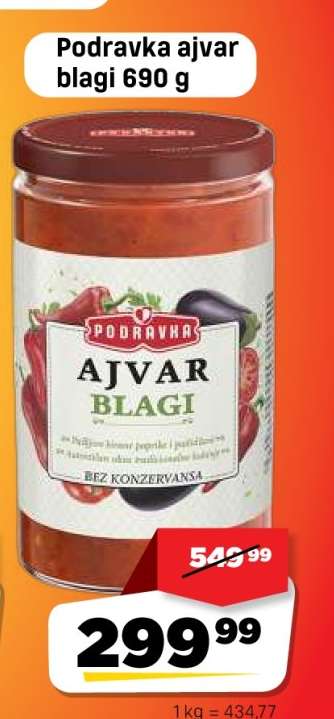 Podravka ajvar blagi 690 g