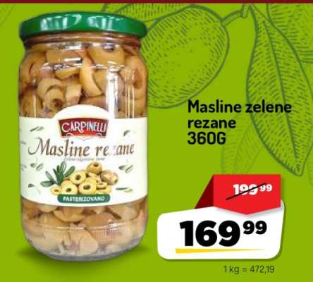 Masline zelene rezane 360g