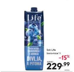 Sok Life borovnica 1l