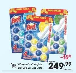 WC osveživač kuglice Bref 2x 50g, više vrsta