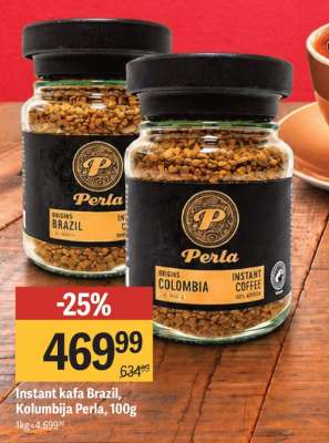 Instant kafa Brazil, Kolumbija Perla, 100g