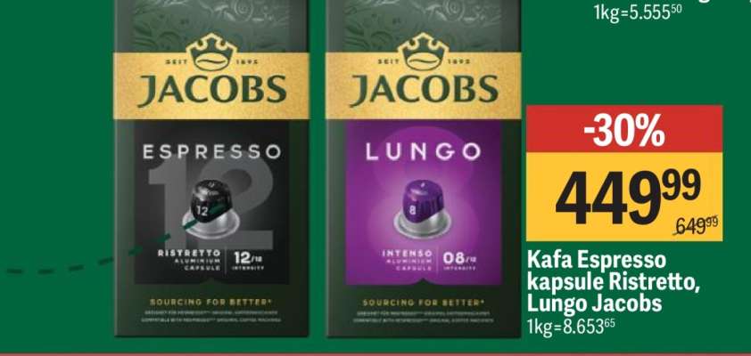 Kafa Espresso kapsule Ristretto, Lungo Jacobs