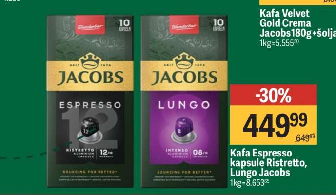 Kafa Espresso kapsule Ristretto, Lungo Jacobs