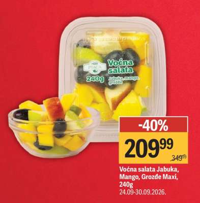 Voćna salata Jabuka, Mango, Grozđe Maxi, 240g