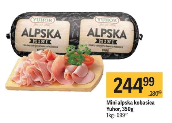 Mini alpska kobasica Yuhor, 350g