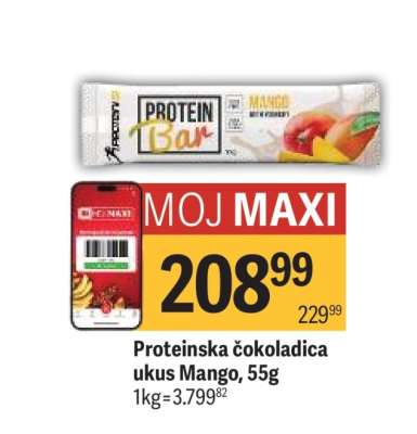 Proteinska čokoladica ukus Mango, 55g