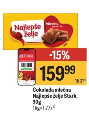 Čokolada mlečna Najlepše želje Štark 90g