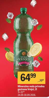 Mineralna voda prirodna gazirana Vrnci, 2l