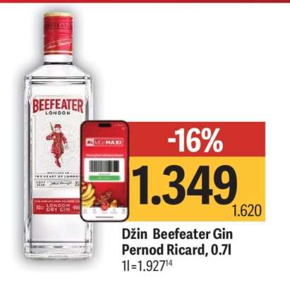 Džin Beefeater Gin Pernod Ricard, 0,7l
