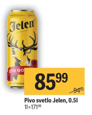 Pivo svetlo Jelen 0.5l