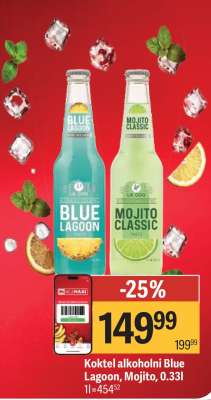 Koktel alkoholni Blue Lagoon, Mojito, 0.33l