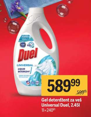 Gel deterdžent za veš Universal Duel, 2.45l