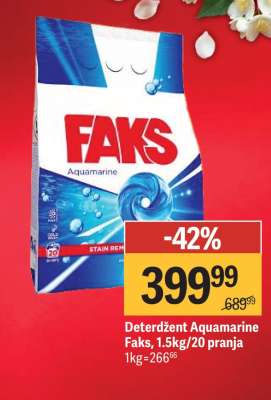 Deterdžent Aquamarine Faks, 1.5kg/20 pranja