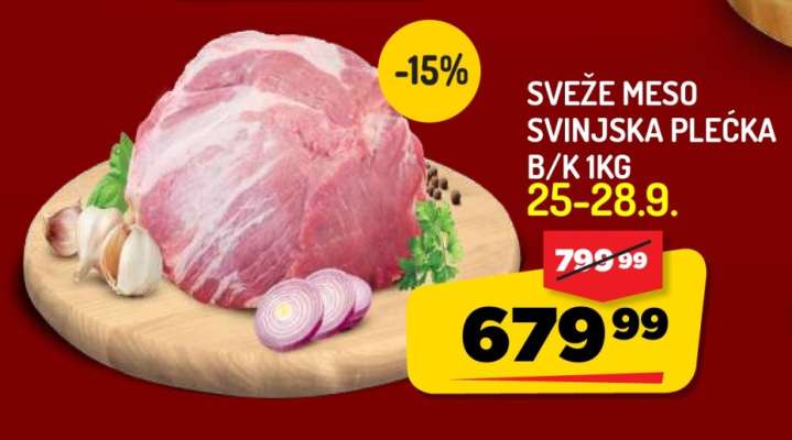 SVEŽE MESO SVINJSKA PLEĆKA B/K 1kg