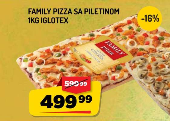 FAMILY PIZZA SA PILETINOM 1kg IGLOTEX