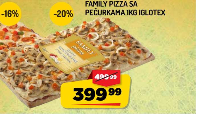 FAMILY PIZZA SA PEČURKAMA 1kg IGLOTEX