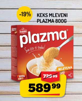 Keks mleveni Plazma 800g