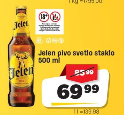 Jelen pivo svetlo staklo 500 ml