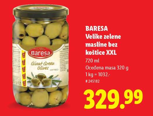 Baresa Velike zelene masline bez koštice XXL