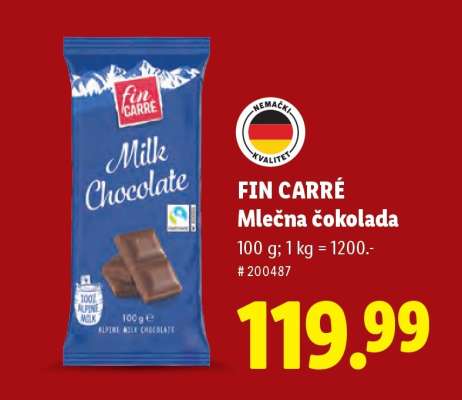 Fin Carré Mlečna čokolada