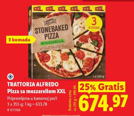 Trattoria Alfredo Pizza sa mozzarellom XXL