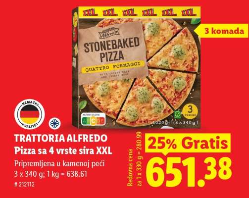 Trattoria Alfredo Pizza sa 4 vrste sira XXL