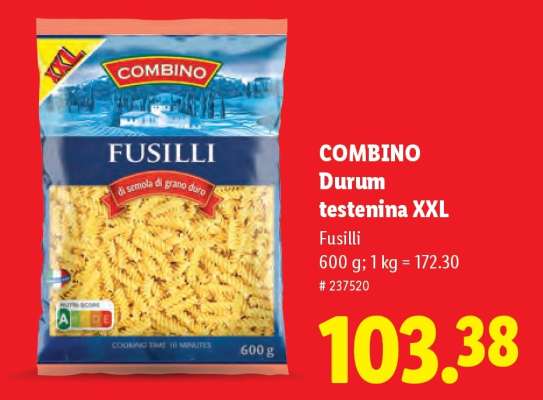 Combino Durum testenina XXL