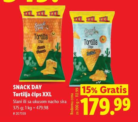 Snack Day Tortilja čips XXL