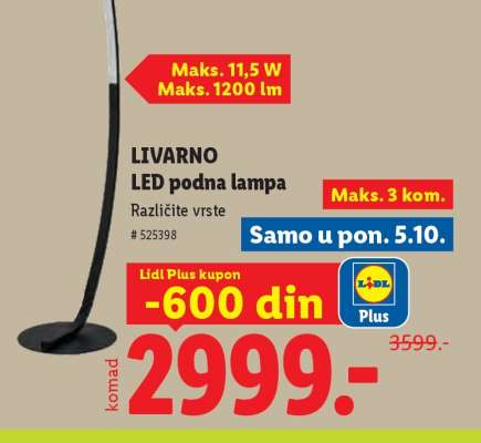 LIVARNO LED podna lampa