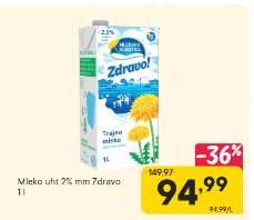 Mleko uht 2% mm Zdravo 1l