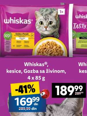 Whiskas®, kesice, Gozba sa živinom, 4 x 85 g