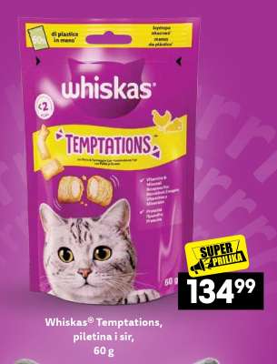 Whiskas® Temptations, piletina i sir, 60 g